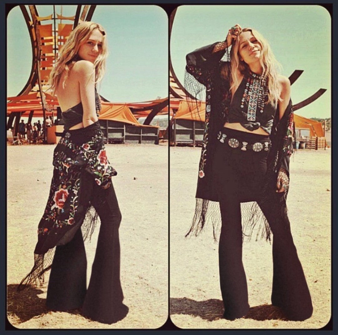 High Waisted Black Bell Bottom Pants