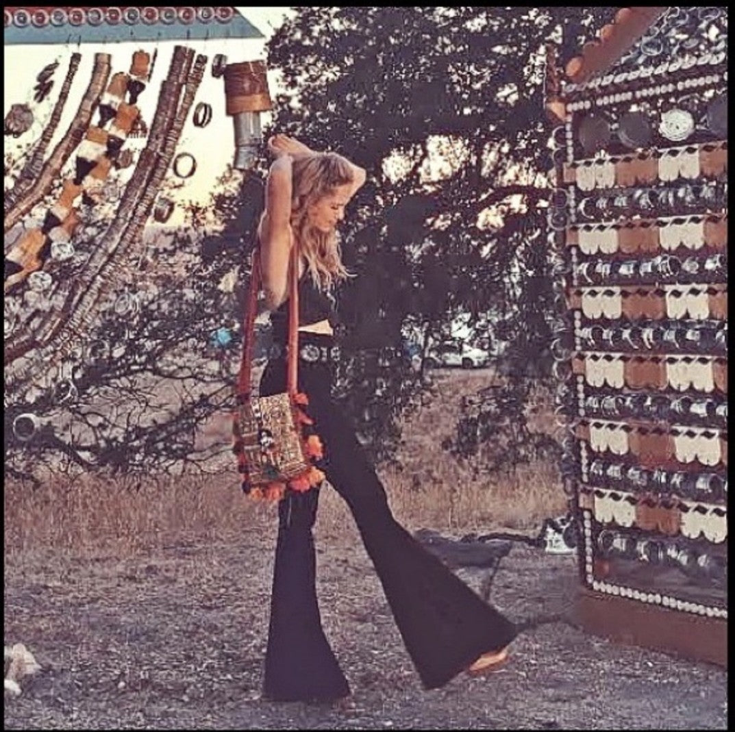 High Waisted Black Bell Bottom Pants