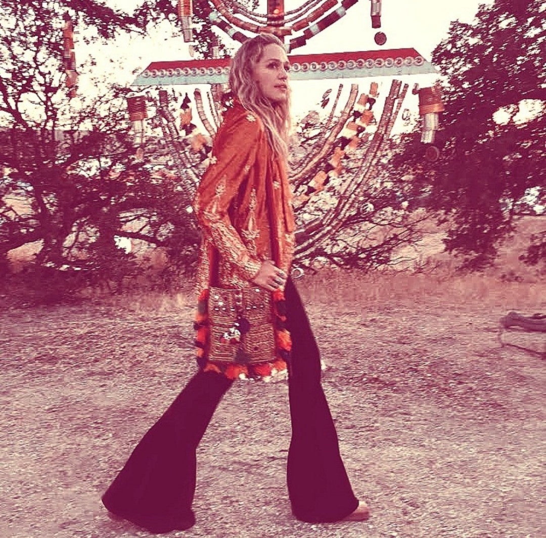 High Waisted Black Bell Bottom Pants