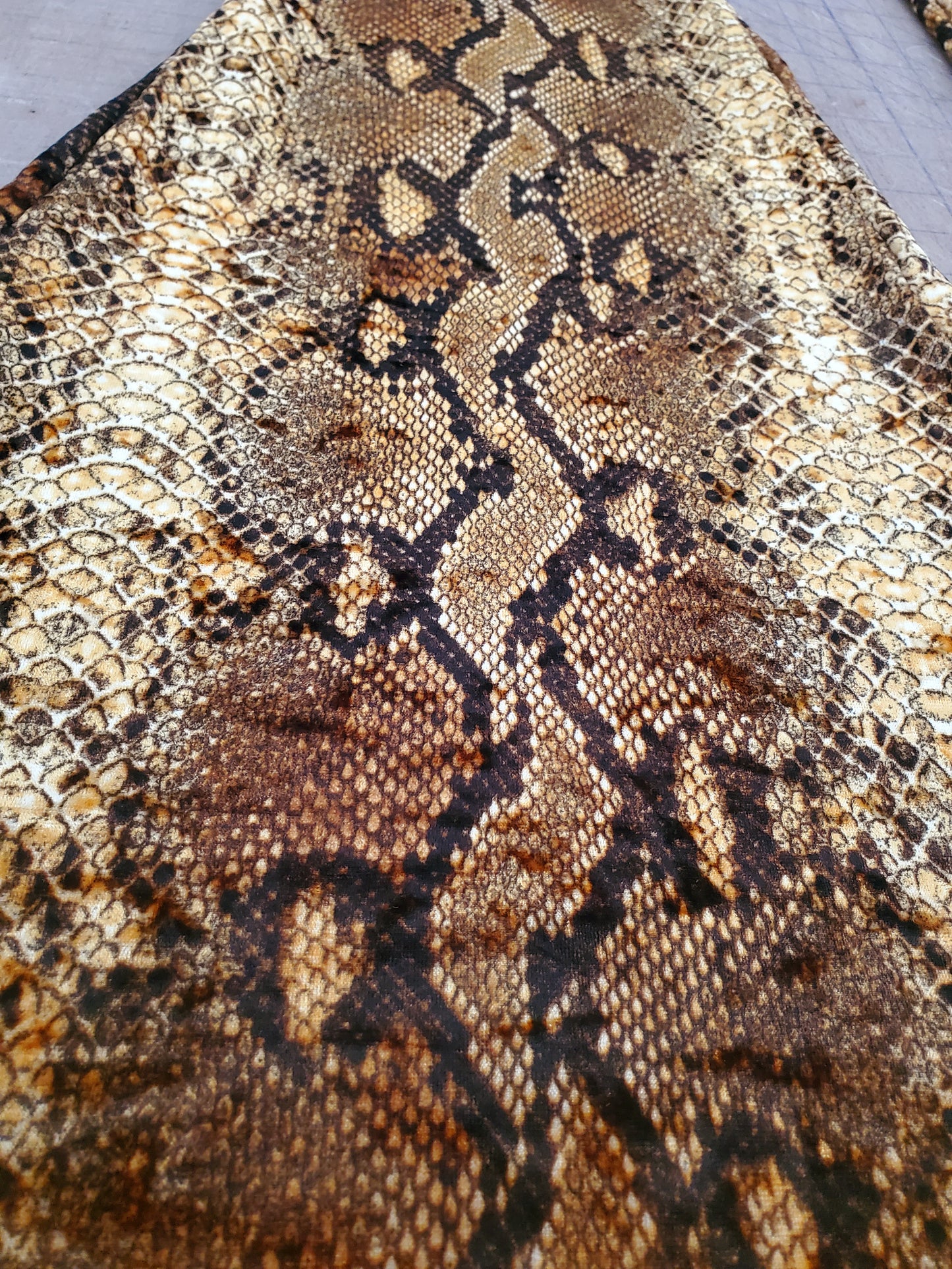 Velvet Snakeskin Print Bell Bottoms