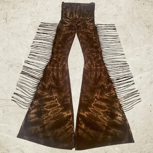 Dark Brown Hip Hugger Fringe Bell Bottoms