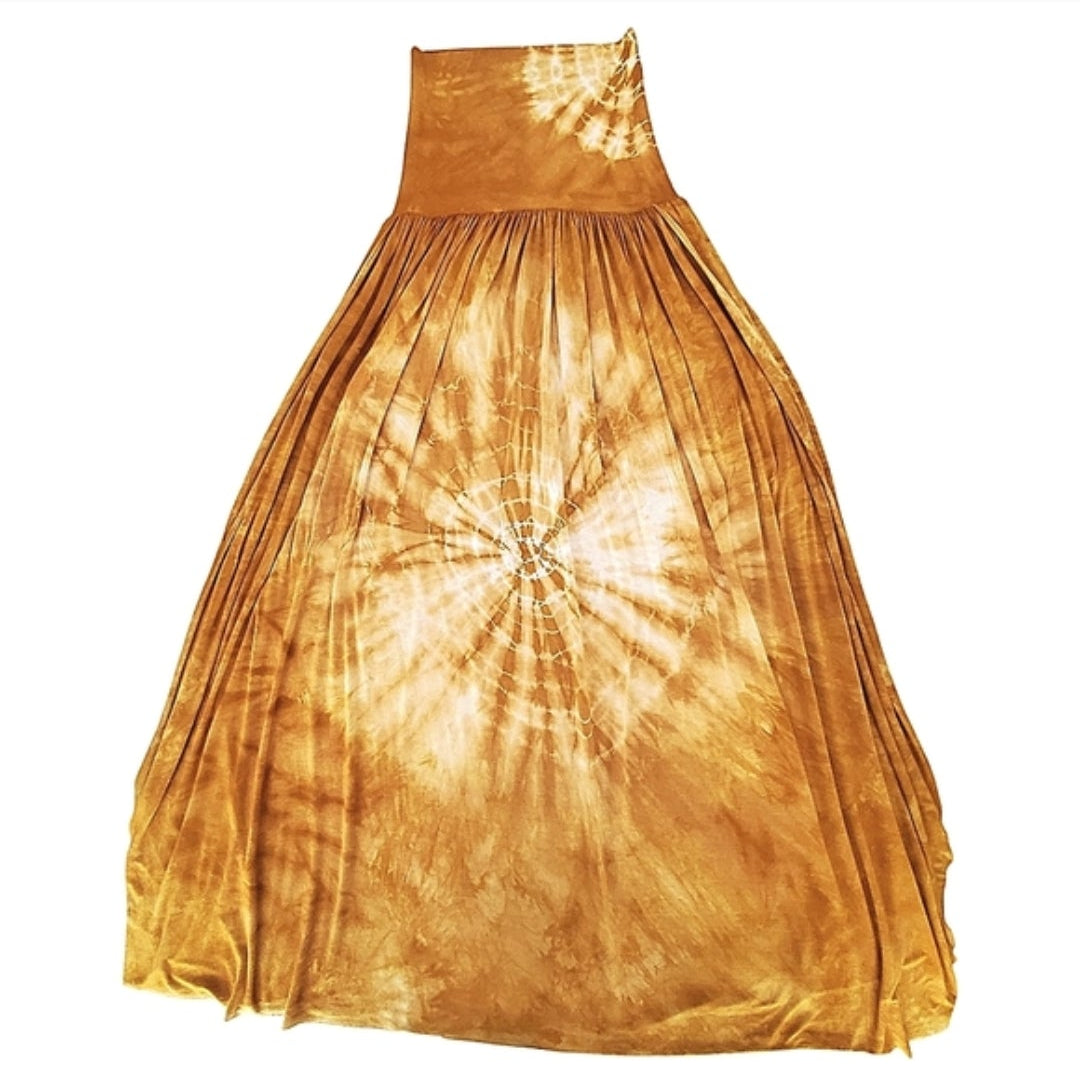 Side Slit Maxi Skirt w/ Sunburst Tie Dye Design