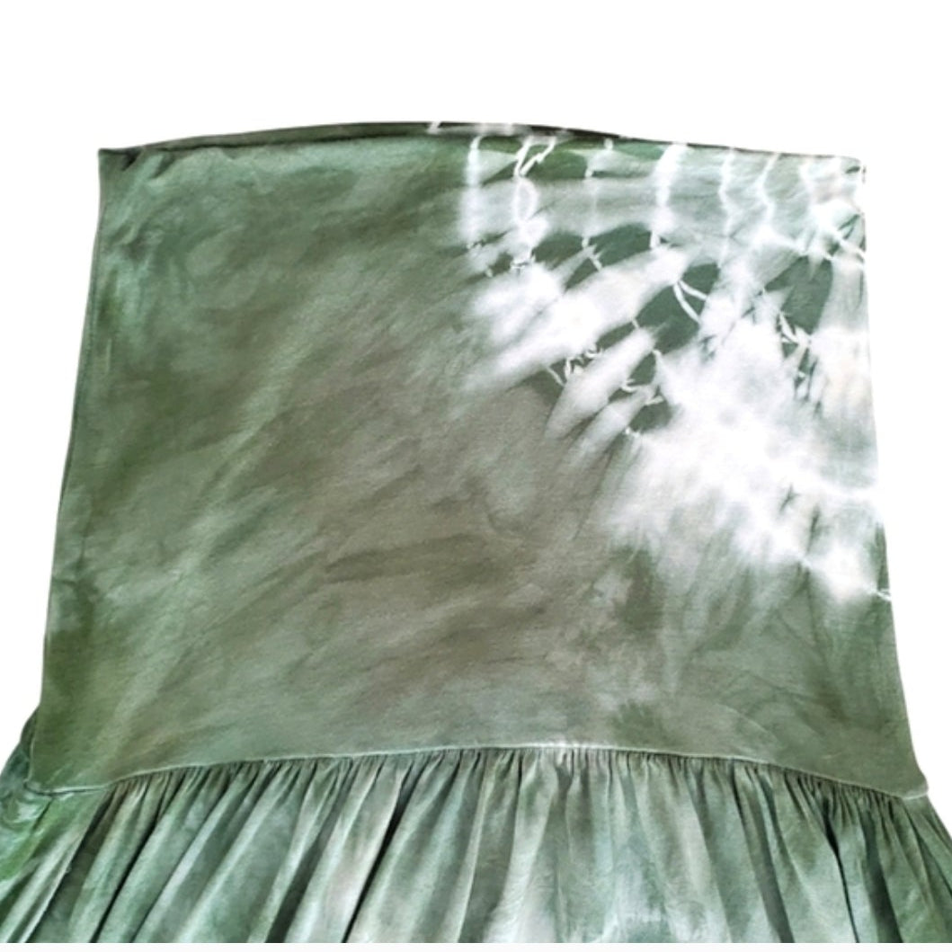Side Slit Maxi Skirt w/ Sunburst Tie Dye Design