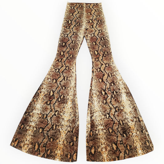 Velvet Snakeskin Print Bell Bottoms